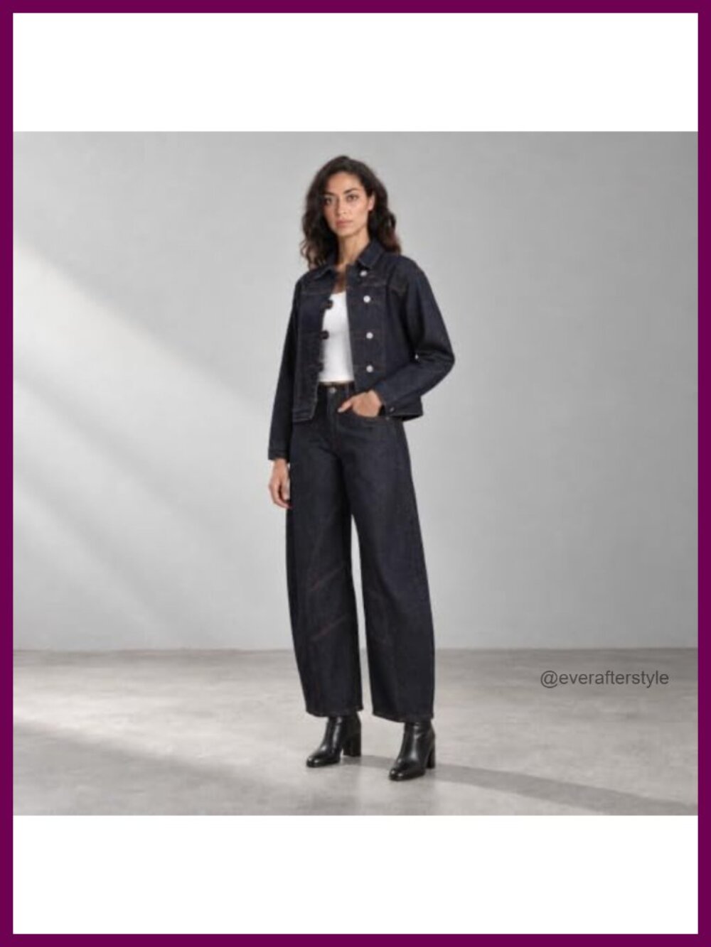 Women's High Waisted Barrel Jeans Curved Seam Relaxed Fit - Picture 6 of 6